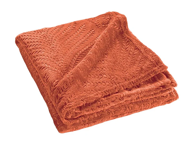 Plaid Uni en Flanelle "Nelia" 125x150cm Terracotta