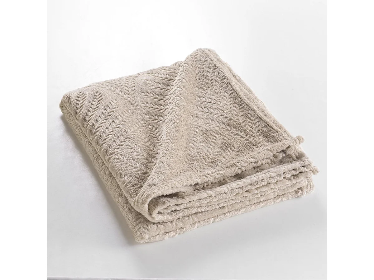 Plaid Uni en Flanelle "Nelia" 125x150cm Taupe