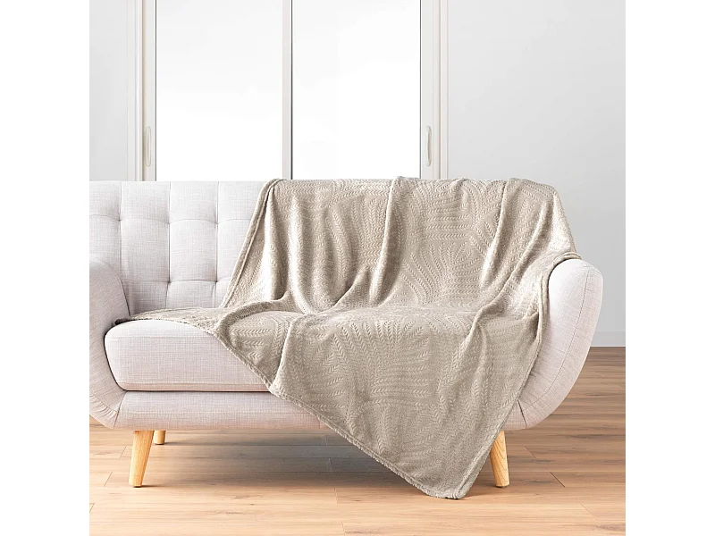 Plaid Uni en Flanelle "Nelia" 125x150cm Taupe