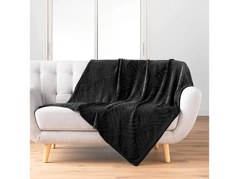 Plaid Uni en Flanelle "Nelia" 125x150cm Noir