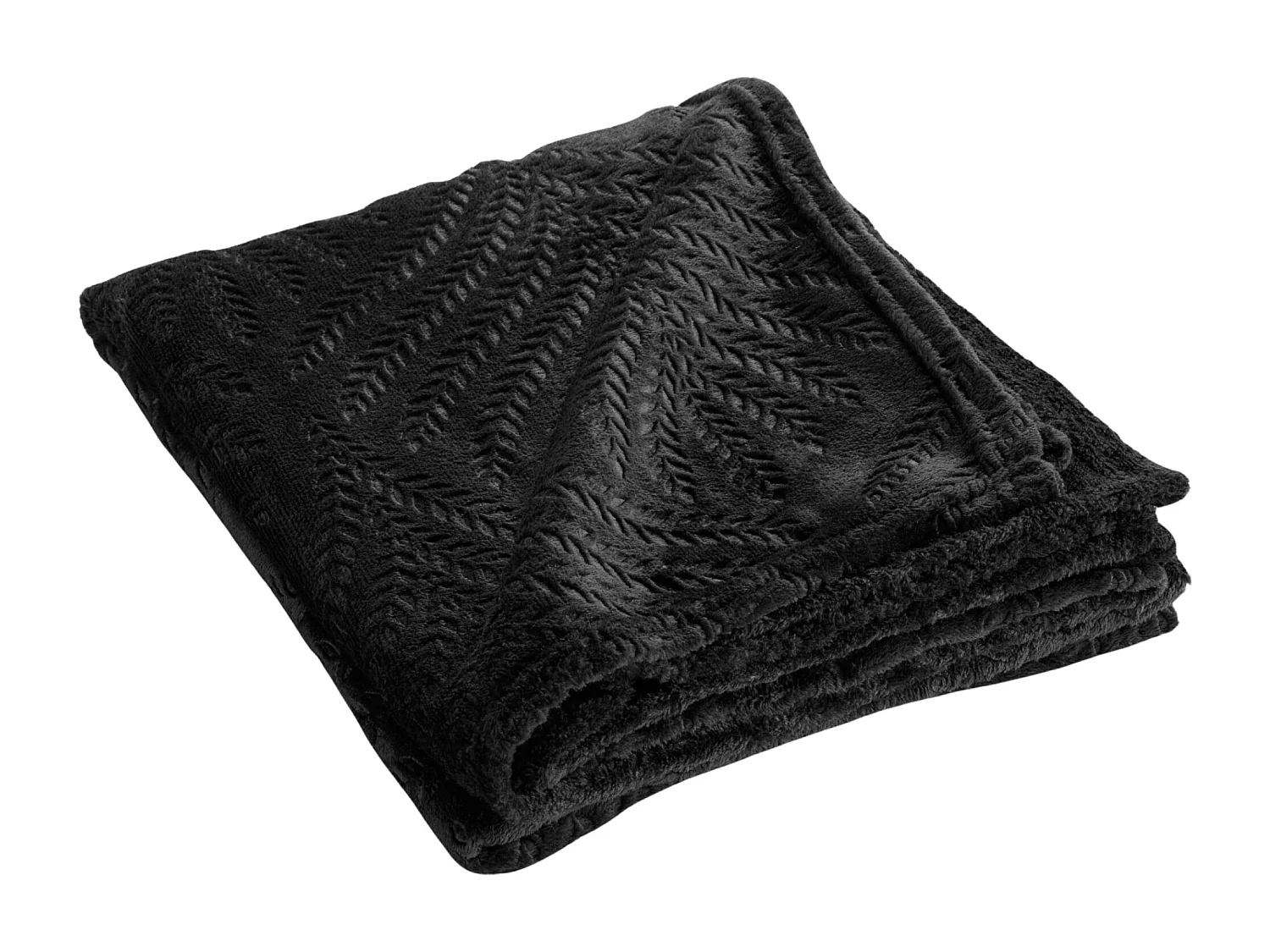 Plaid Uni en Flanelle "Nelia" 125x150cm Noir