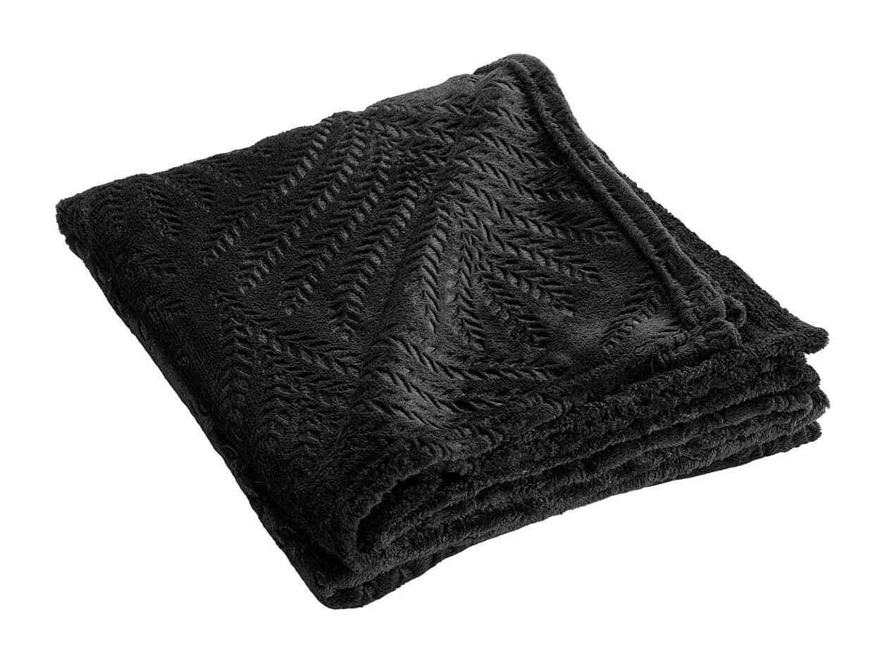 Plaid Uni en Flanelle "Nelia" 125x150cm Noir