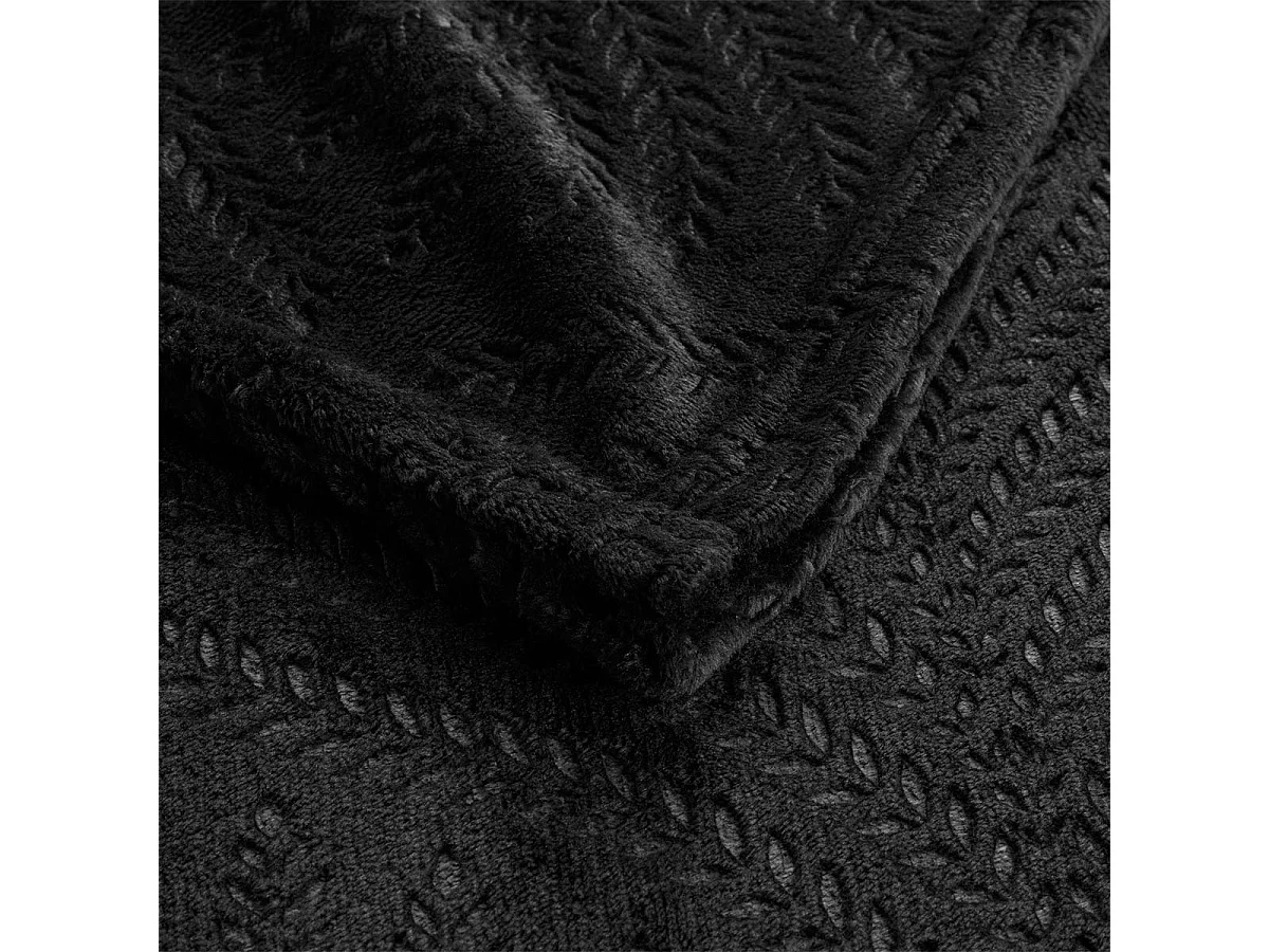 Plaid Uni en Flanelle "Nelia" 125x150cm Noir