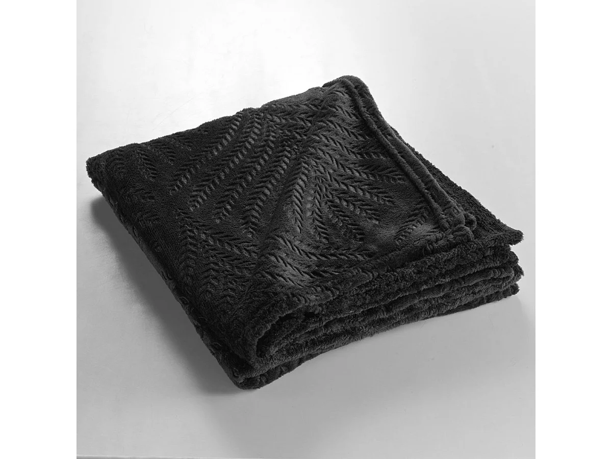 Plaid Uni en Flanelle "Nelia" 125x150cm Noir