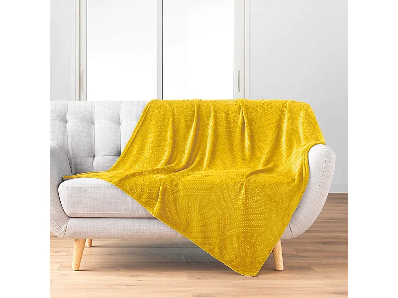 Plaid Uni en Flanelle "Nelia" 125x150cm Jaune