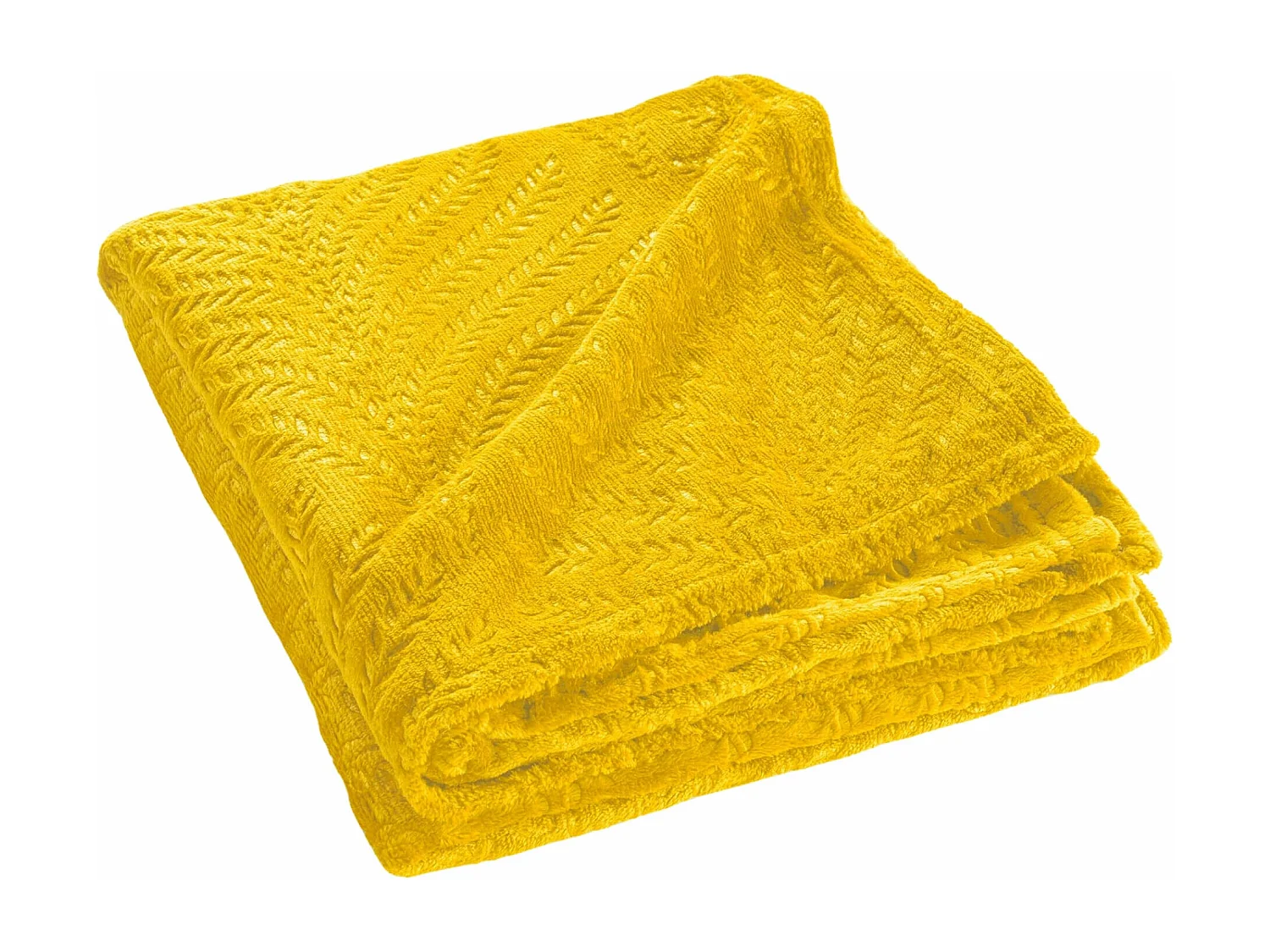 Plaid Uni en Flanelle "Nelia" 125x150cm Jaune
