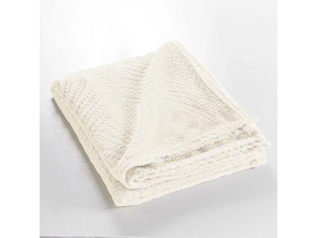 Plaid Uni en Flanelle "Nelia" 125x150cm Naturel