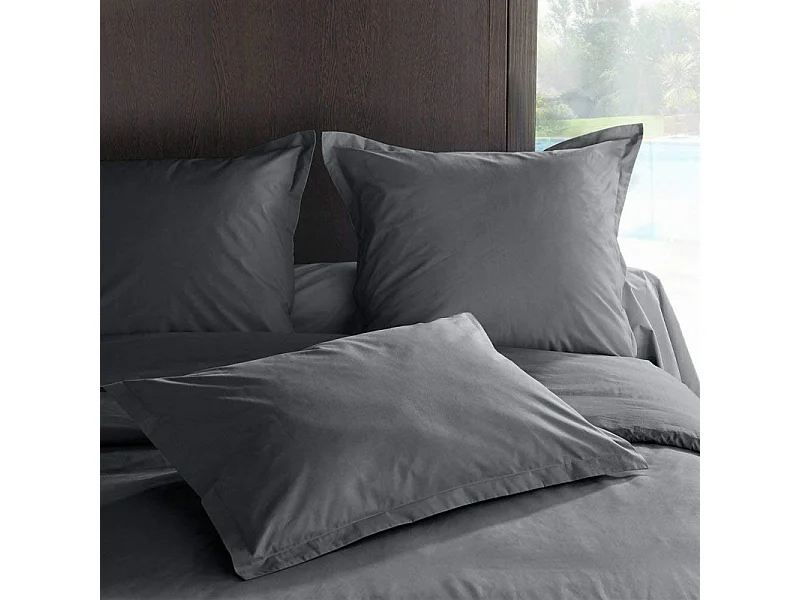 Taie de traversin en percale de coton - Manoir - 43 x 190 cm - Ardoise