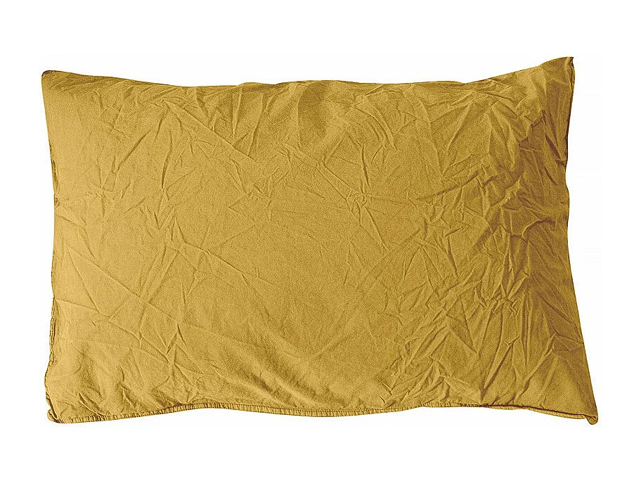 Taie d'oreiller en coton - Palace - 50 x 70 cm - Jaune moutarde