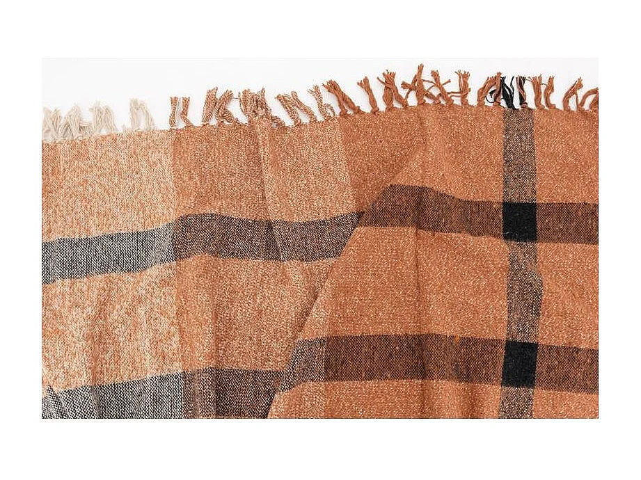 Plaid en coton recyclé brossé