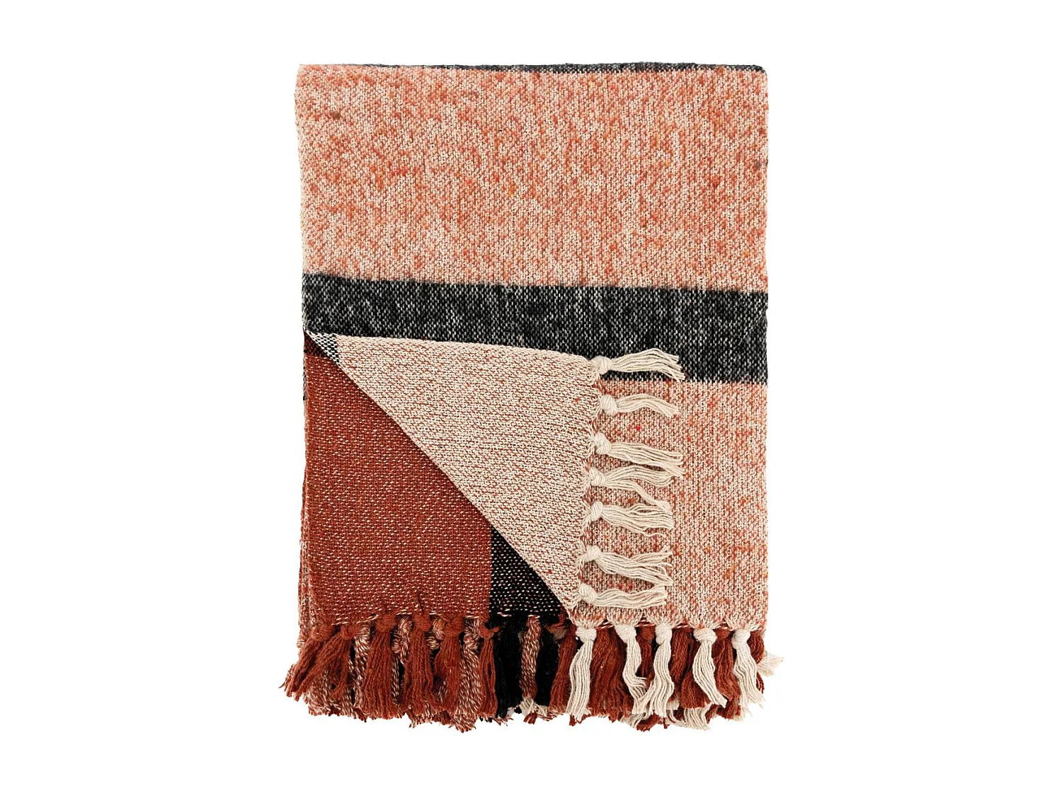 Plaid en coton recyclé brossé