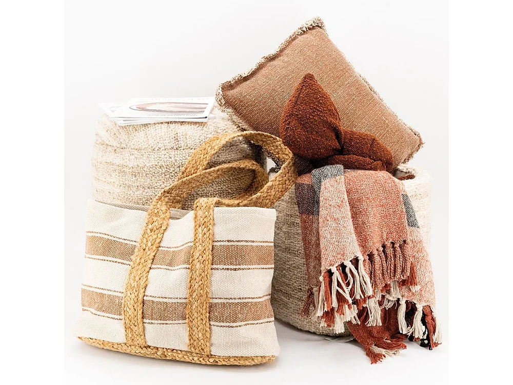 Plaid en coton recyclé brossé