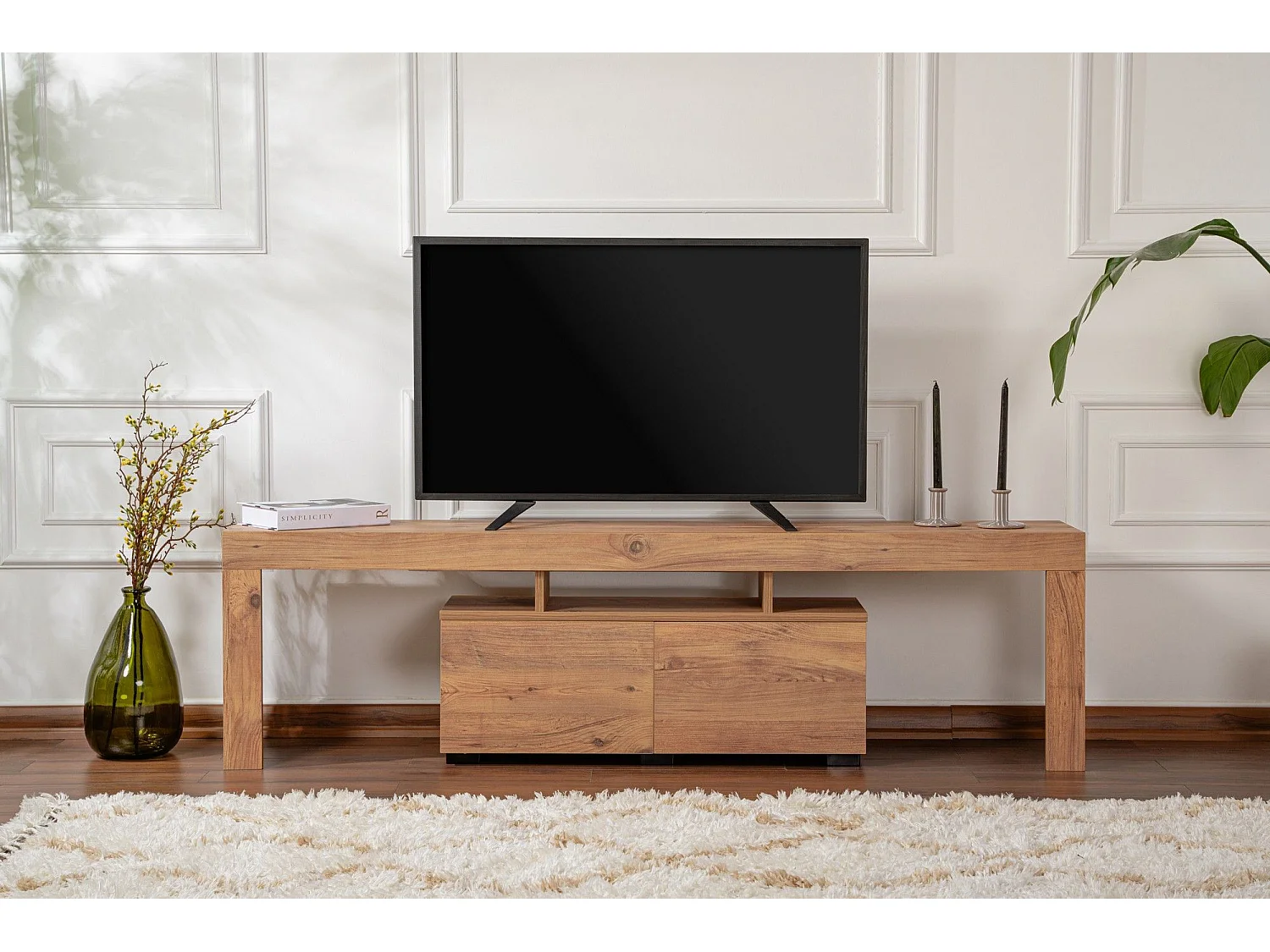 Stijlvolle tv-standaard, Atlantic pine, 180 x 50 x 31,3 cm | 100% melamine-gecoate spaanplaat, 18 mm dik | Perfect voor moderne woonkamers en entertainmentruimtes