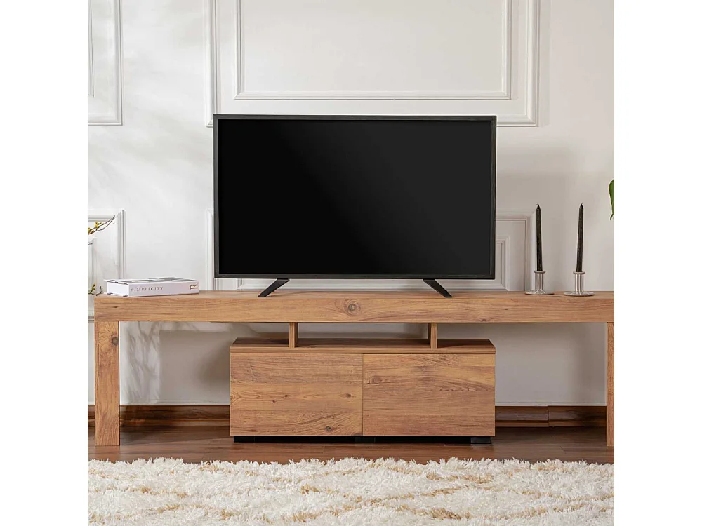 Meuble tv moderne 2 portes L180cm Diapazon Chêne rustique