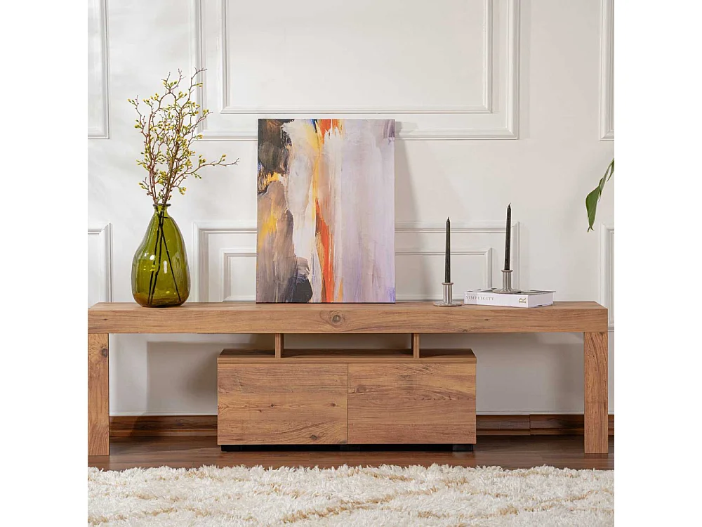 Meuble tv moderne 2 portes L180cm Diapazon Chêne rustique