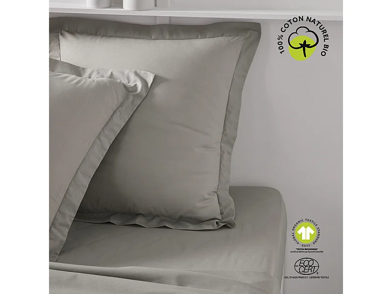 Taie d'oreiller en coton bio "Organic" - Beige - 63 x 63 cm