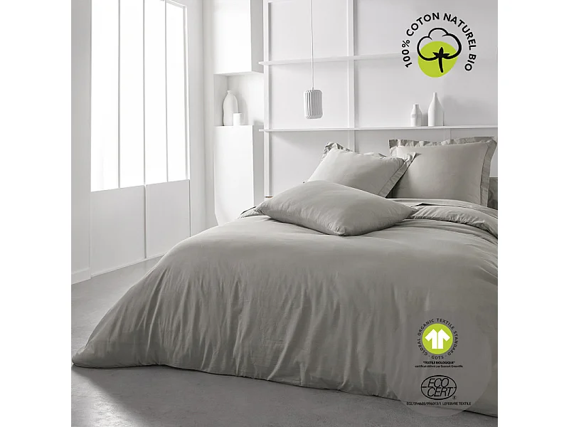 Taie d'oreiller en coton bio "Organic" - Beige - 63 x 63 cm