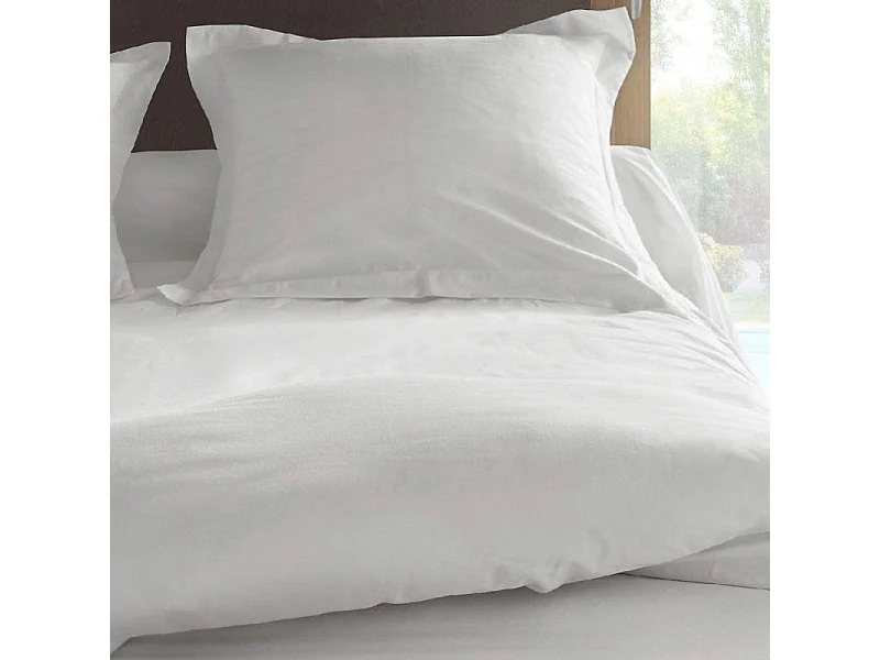 Taie d'oreiller en percale de coton - Manoir - 65 x 65 cm - Blanc neige