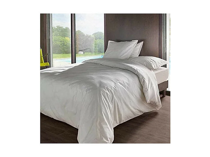 Taie d'oreiller en percale de coton - Manoir - 65 x 65 cm - Blanc neige