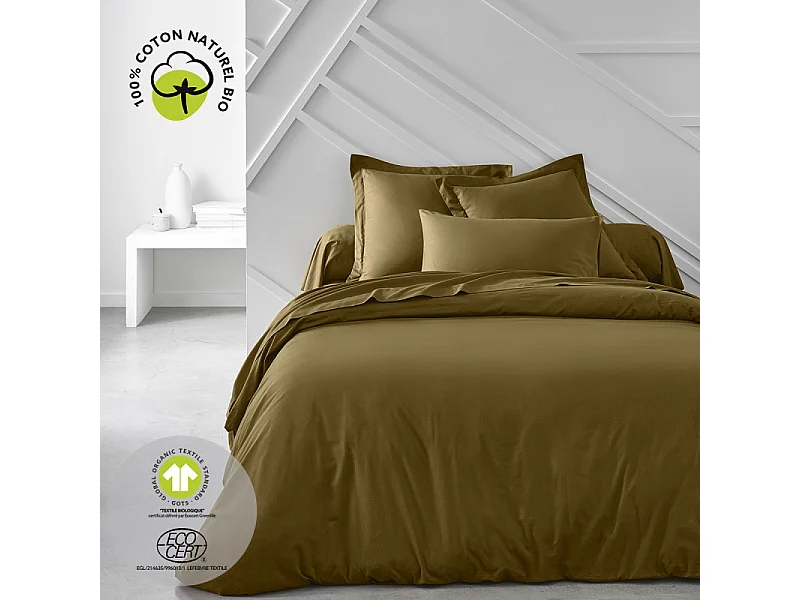 Taie d'oreiller en coton bio "Organic" - Bronze - 63 x 63 cm