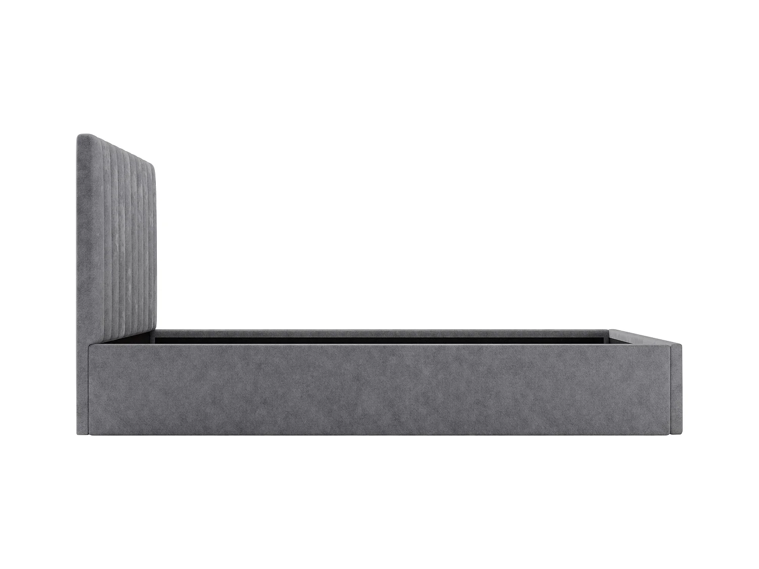 Letto con contenitore 90 x 190 cm con testata letto impunture verticali Tessuto Grigio - SARAH