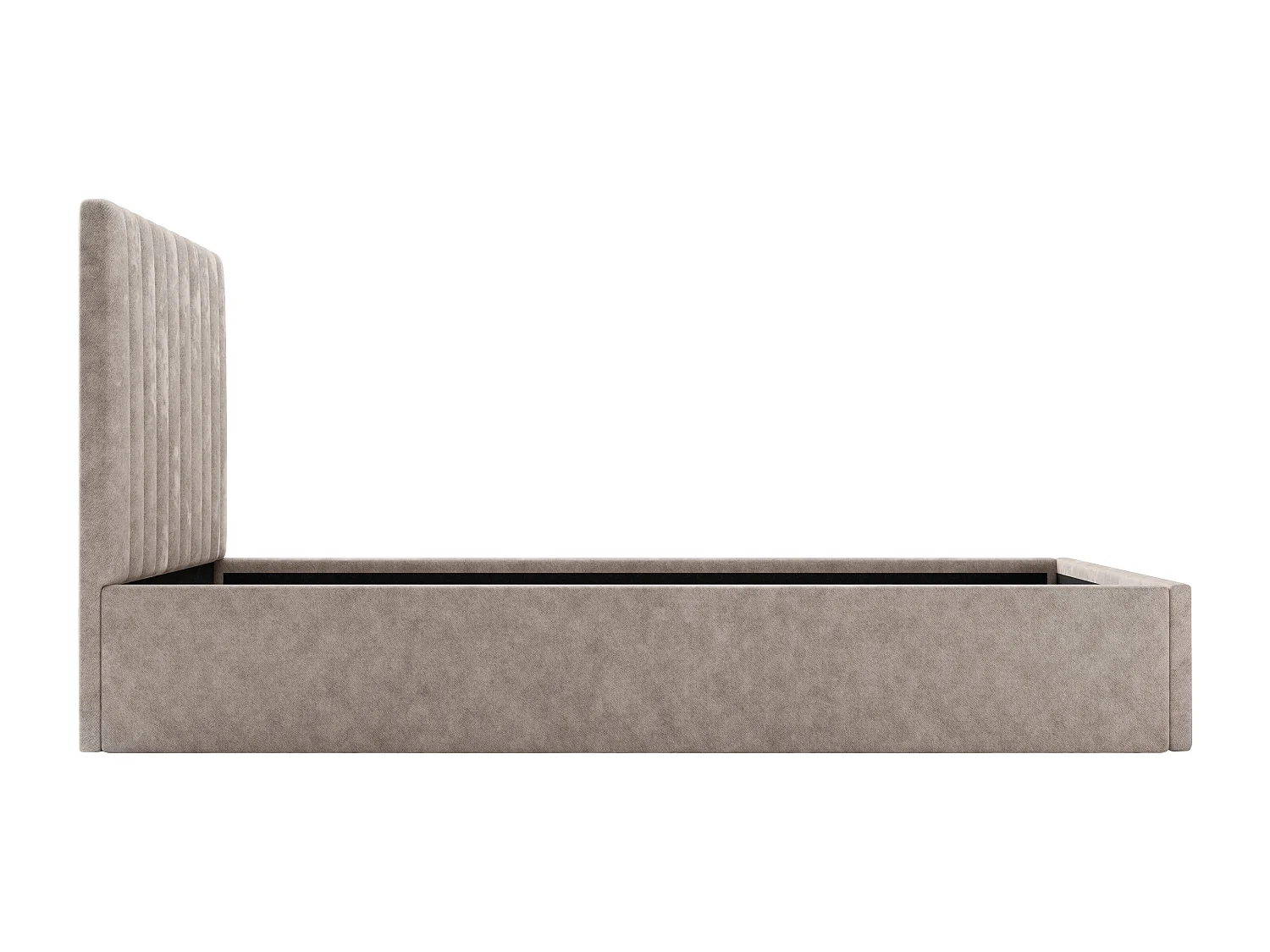 Letto con contenitore 90 x 190 cm con testata letto impunture verticali Tessuto Beige - SARAH