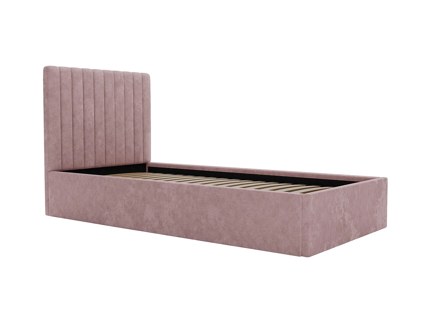 Canapé abatible 90 x 190 cm con cabecero de costuras verticales - Tela - Rosa - SARAH