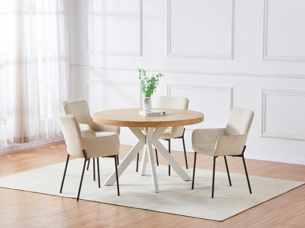 Esstisch - ausziehbar - 4 bis 8 Personen - MDF & Stahl - Helles Naturholz & günstig online kaufen