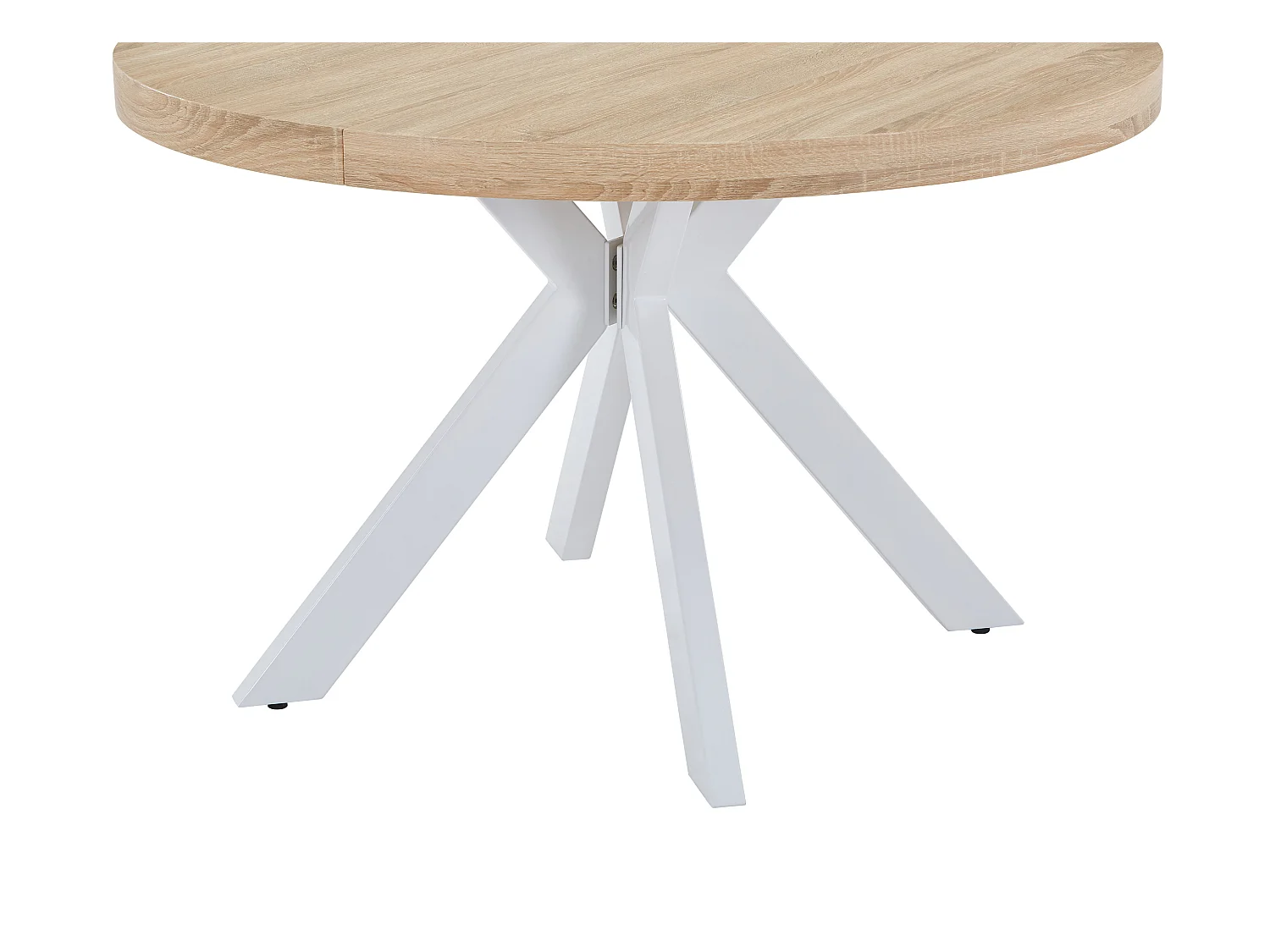 Table à manger extensible 4 à 8 personnes en MDF et acier - Naturel clair et blanc - KOMONI