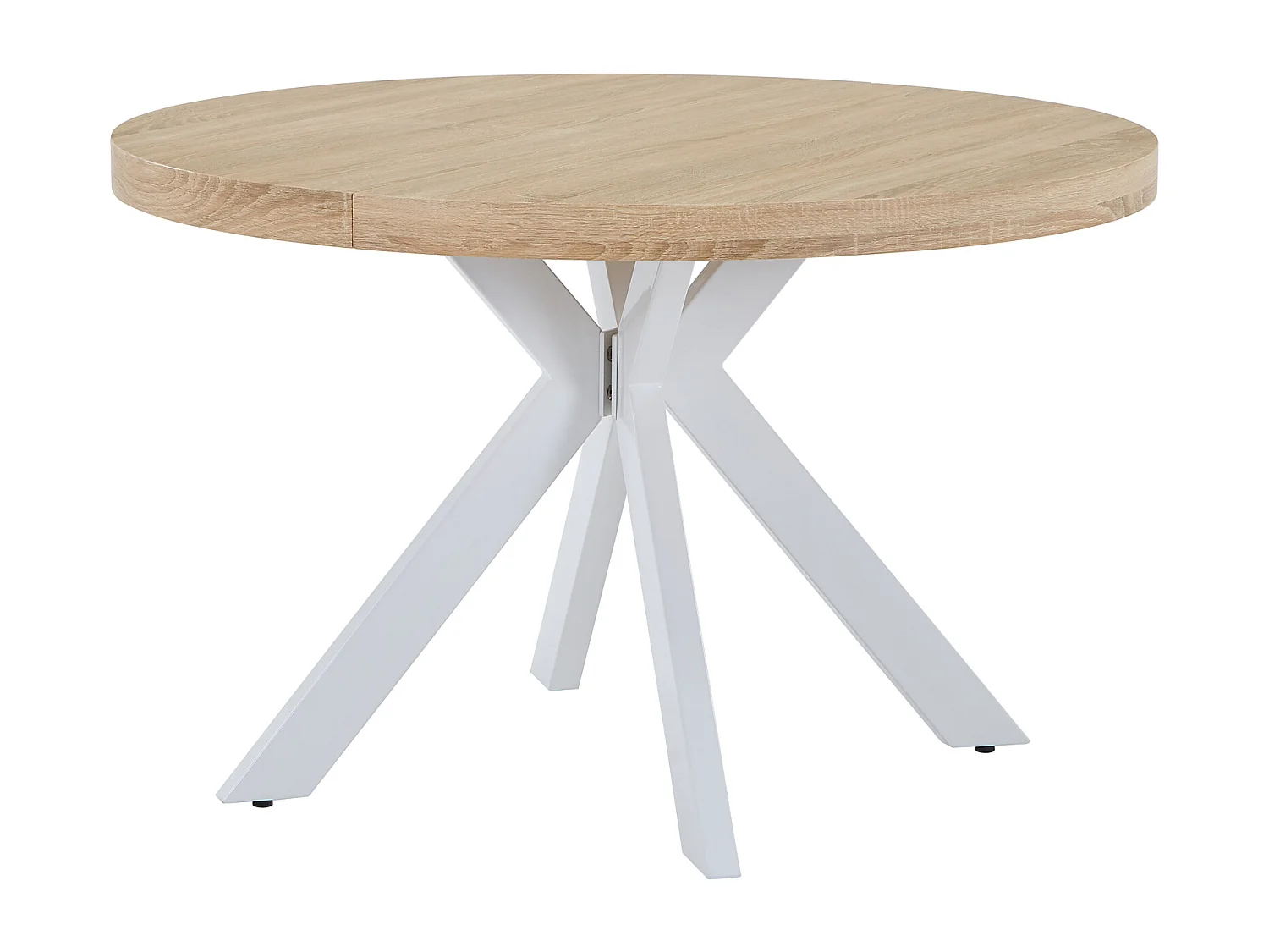 Table à manger extensible 4 à 8 personnes en MDF et acier - Naturel clair et blanc - KOMONI