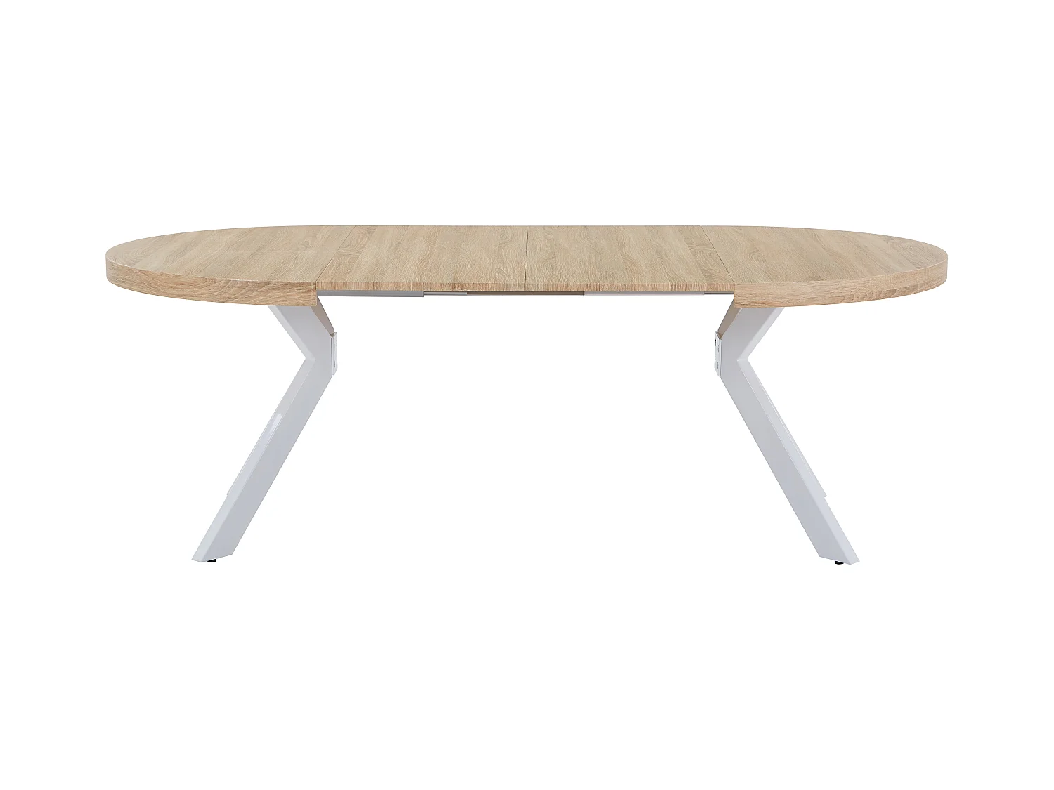 Udtrækkeligt spisebord til 4-8 personer i MDF og stål - Lys natur og hvid - KOMONI