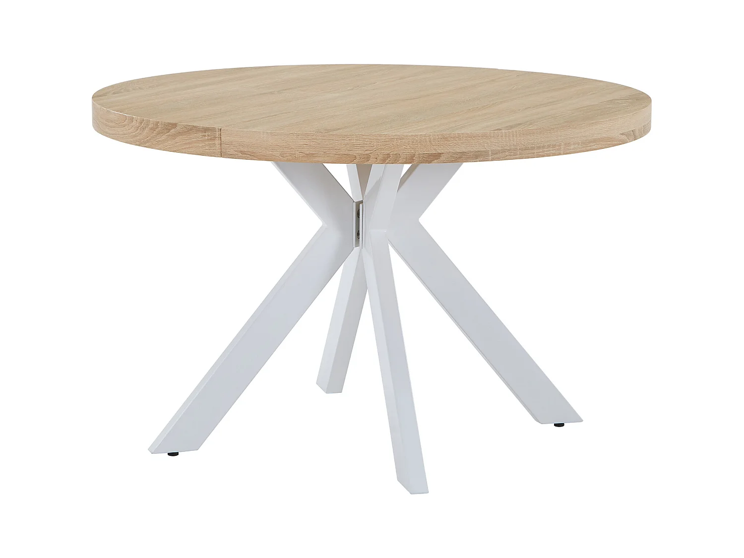 Udtrækkeligt spisebord til 4-8 personer i MDF og stål - Lys natur og hvid - KOMONI