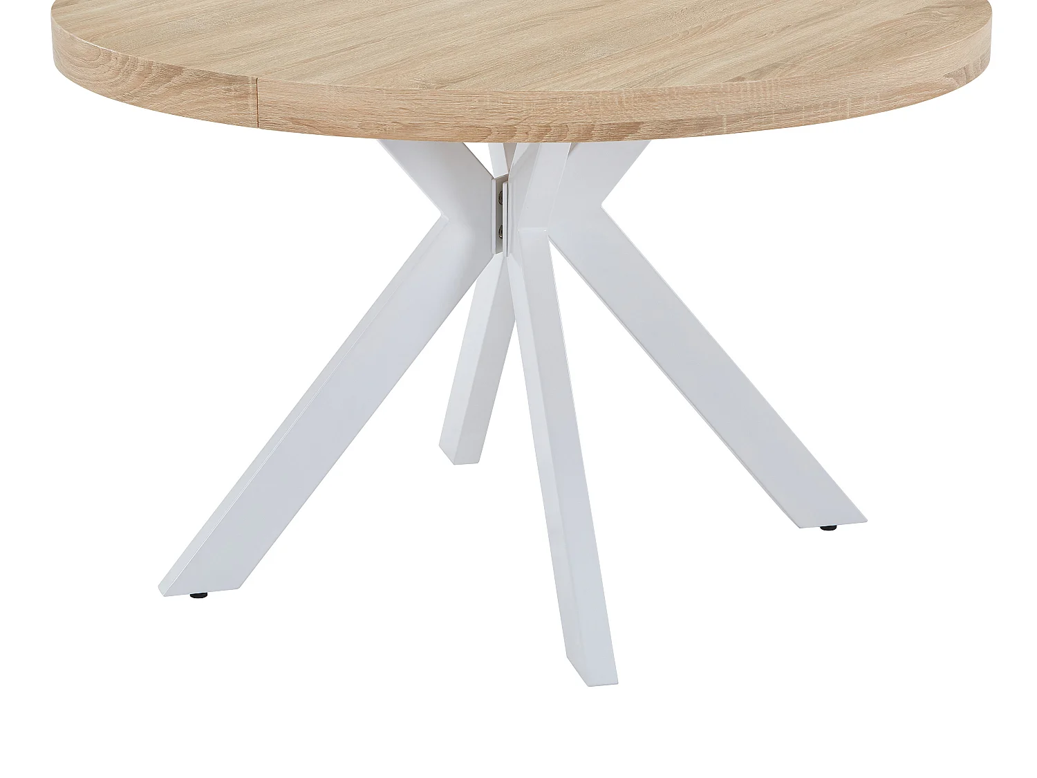 Utdragbart matbord för 4 till 8 personer i MDF och stål - Ljust naturlig och vit - KOMONI