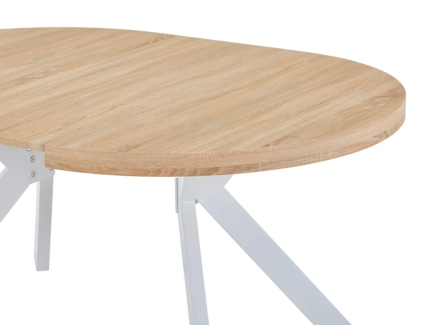 Utdragbart matbord för 4 till 8 personer i MDF och stål - Ljust naturlig och vit - KOMONI