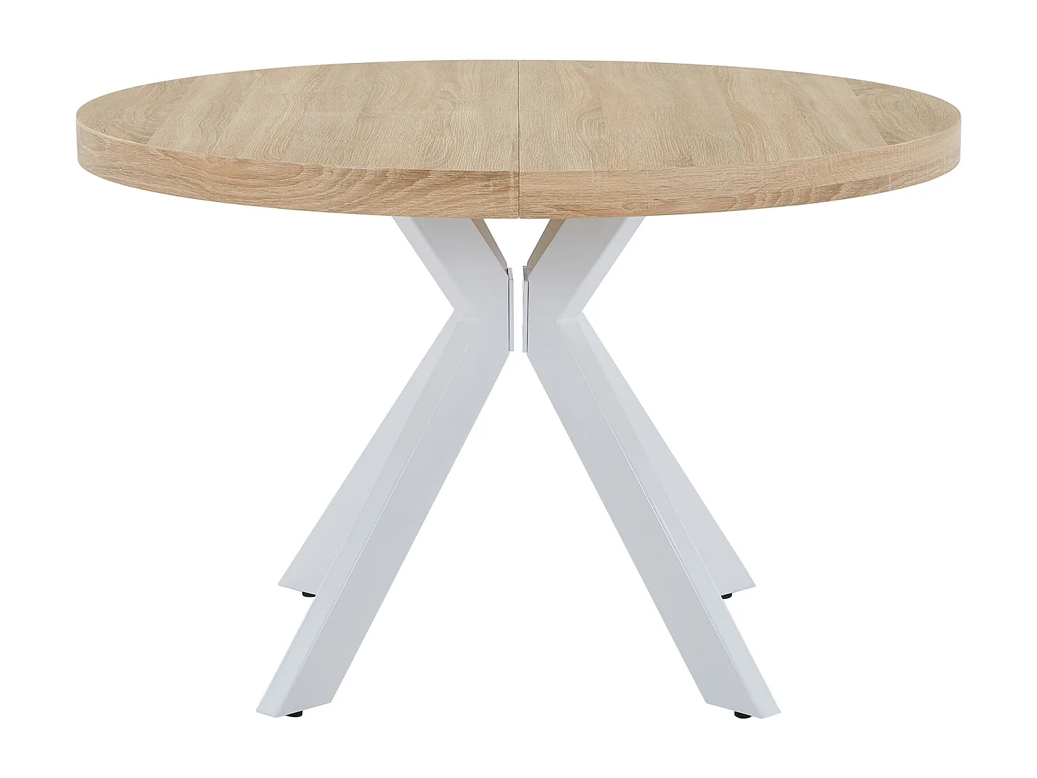 Utdragbart matbord för 4 till 8 personer i MDF och stål - Ljust naturlig och vit - KOMONI