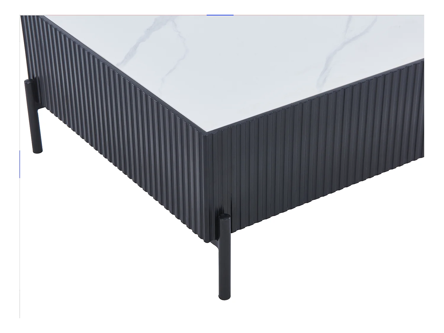 Table basse en céramique, MDF et métal - Noir et blanc - CYNDORA