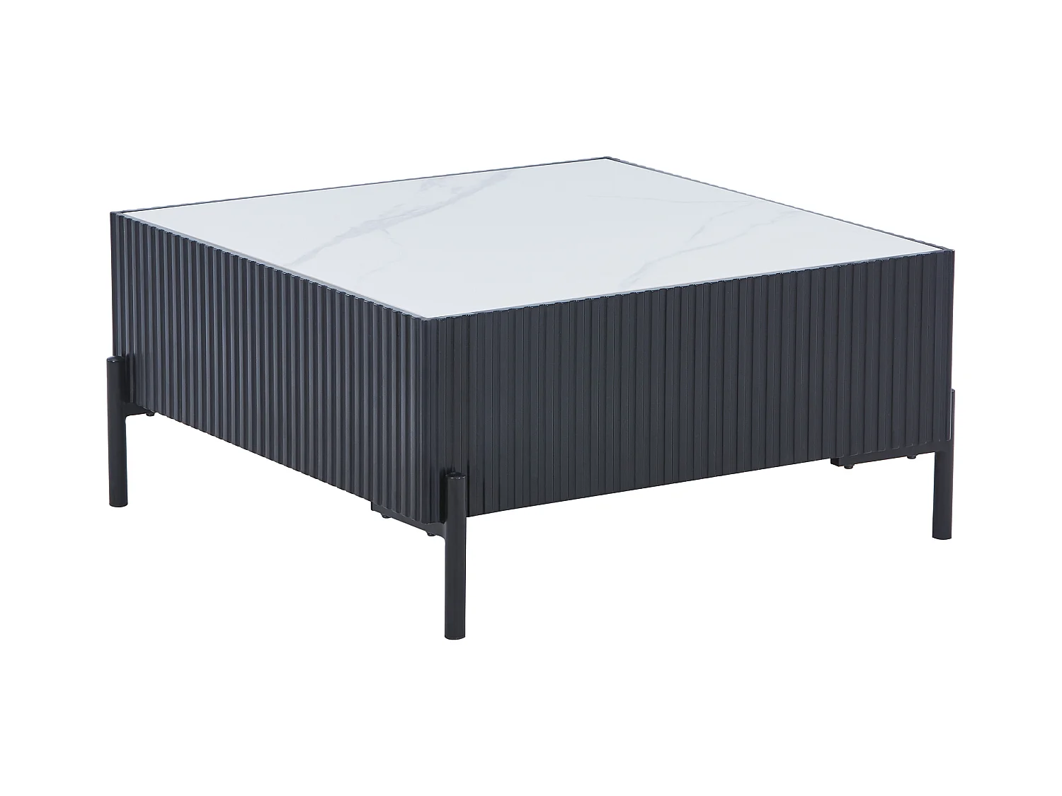 Table basse en céramique, MDF et métal - Noir et blanc - CYNDORA