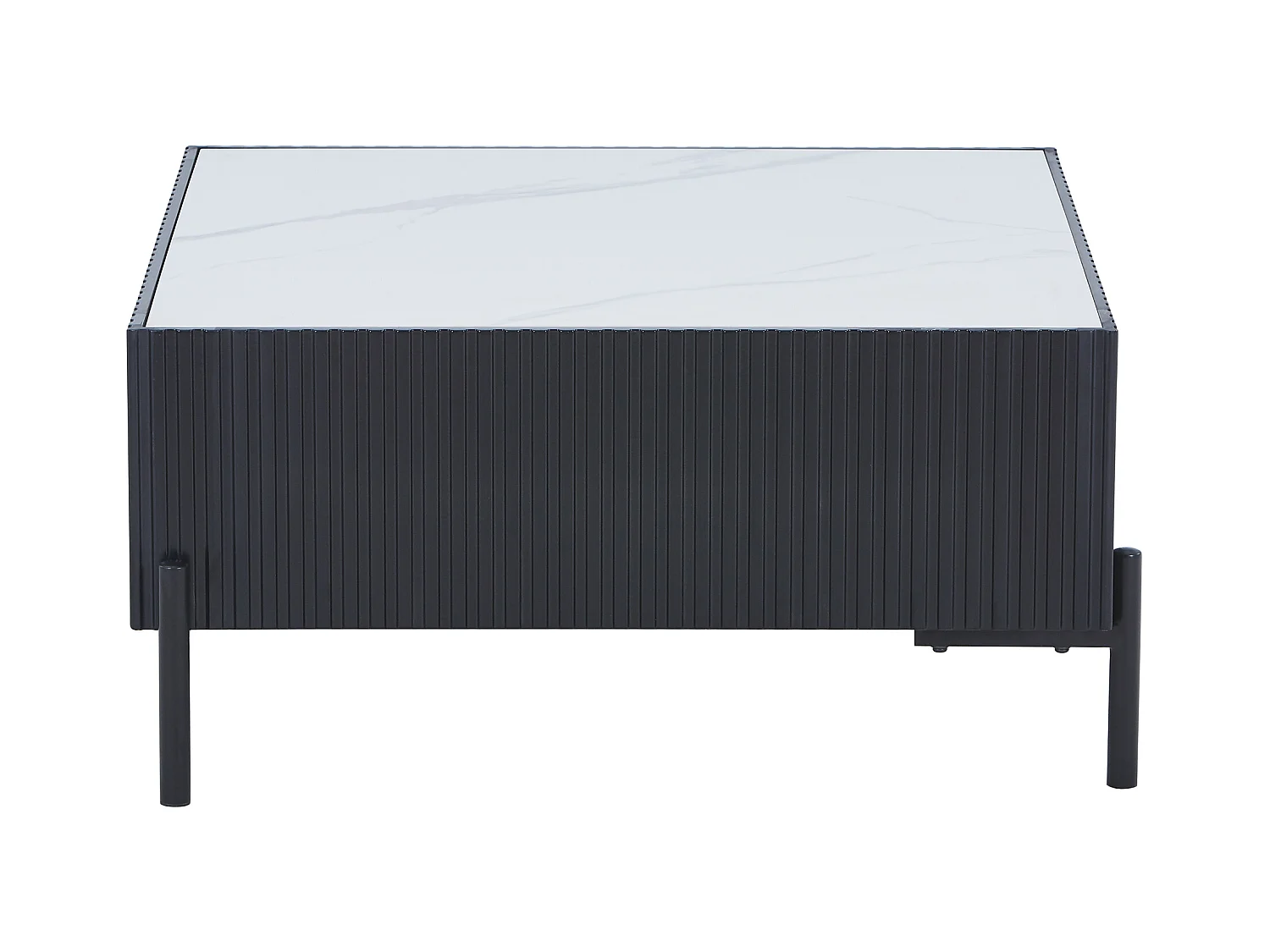 Table basse en céramique, MDF et métal - Noir et blanc - CYNDORA