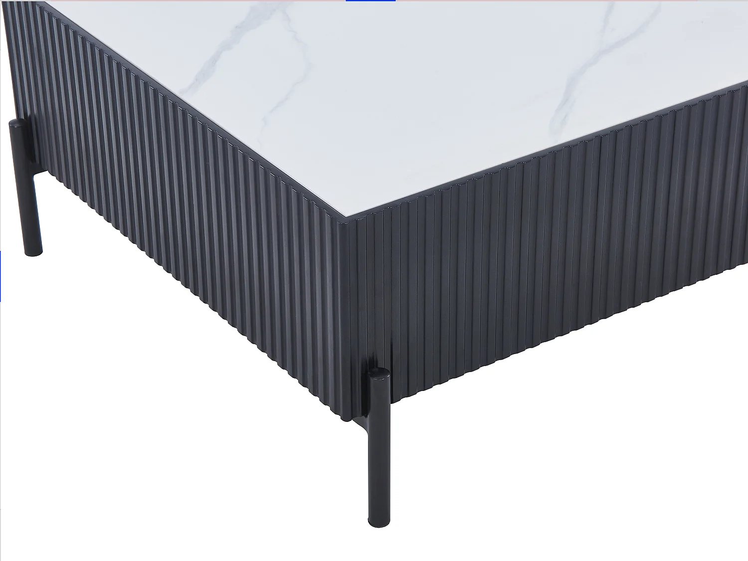 Table basse en céramique, MDF et métal - Noir et blanc - CYNDORA