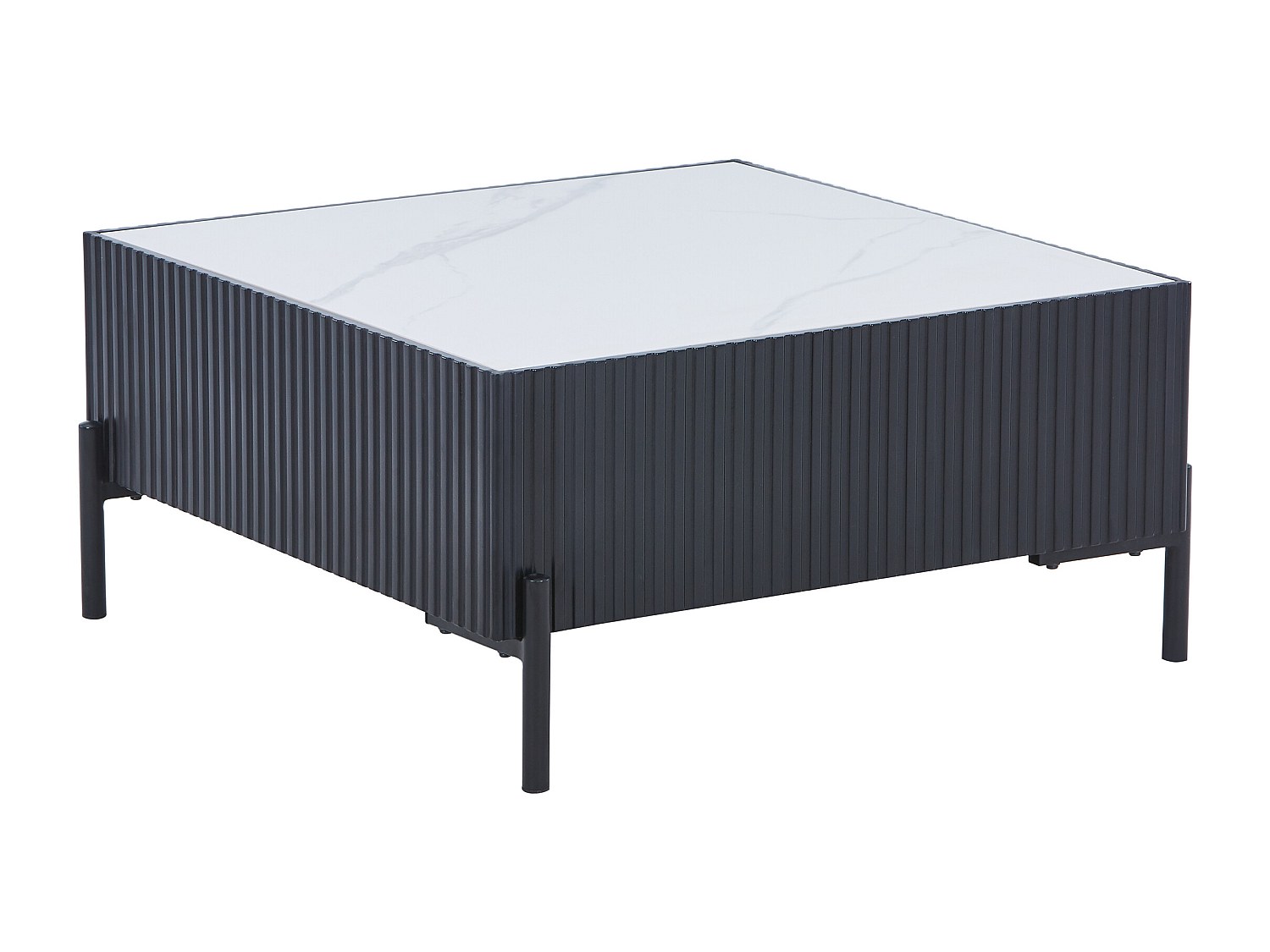 Couchtisch - Keramik, MDF & Metall - Schwarz & Weiß - CYNDORA günstig online kaufen