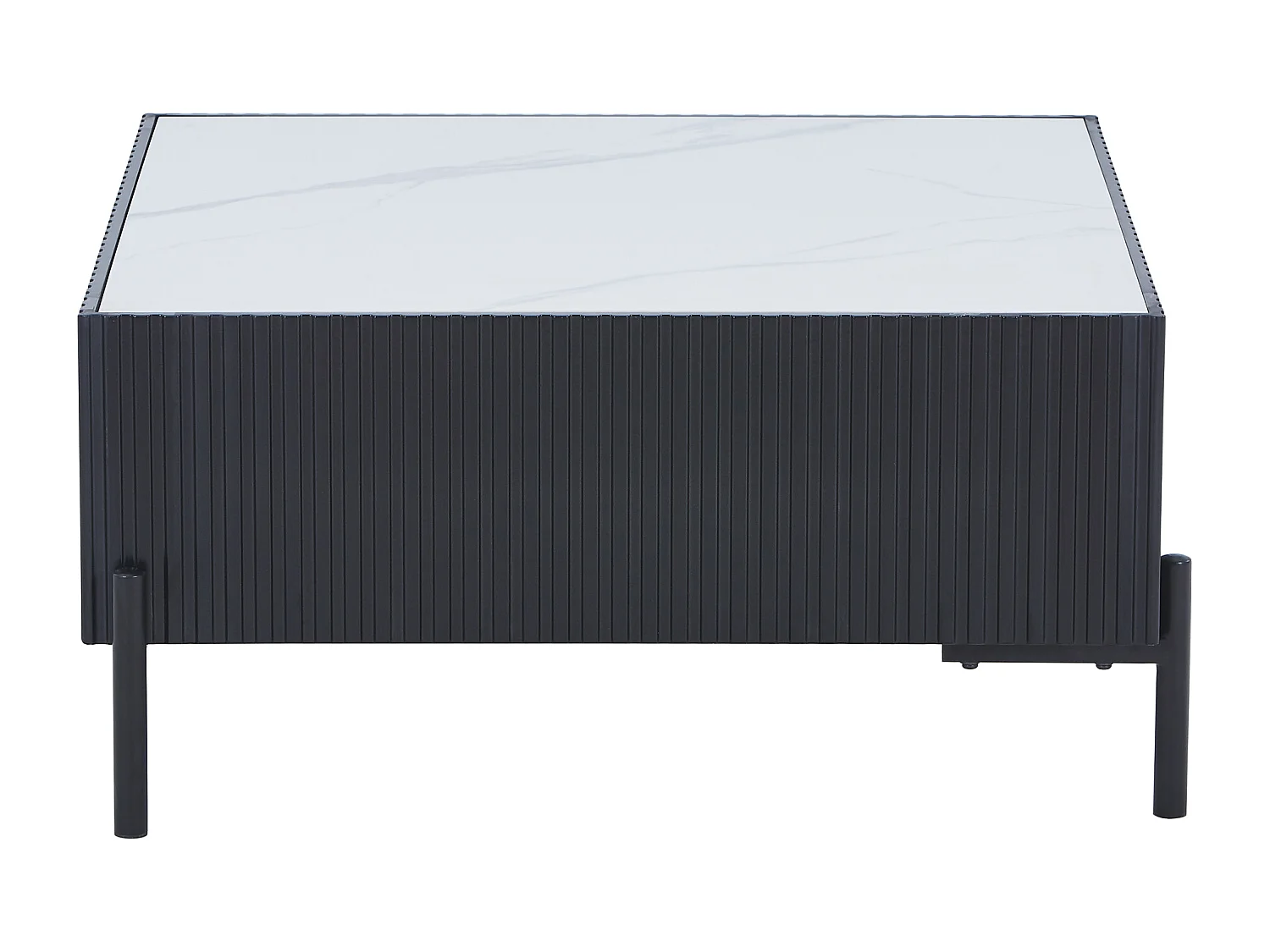 Table basse en céramique, MDF et métal - Noir et blanc - CYNDORA