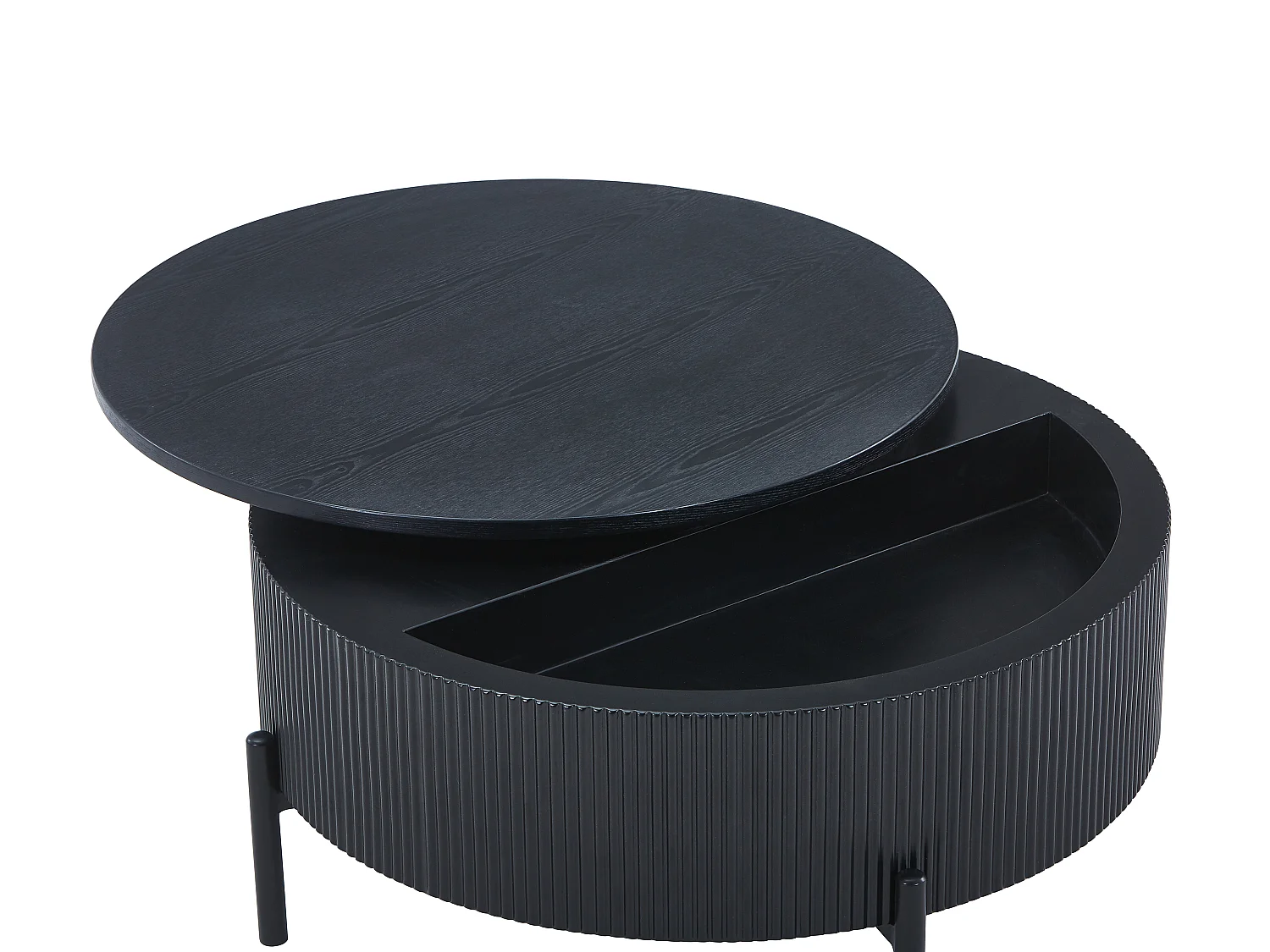 Table basse avec plateau pivotant placage frêne - Noir - NORVANE