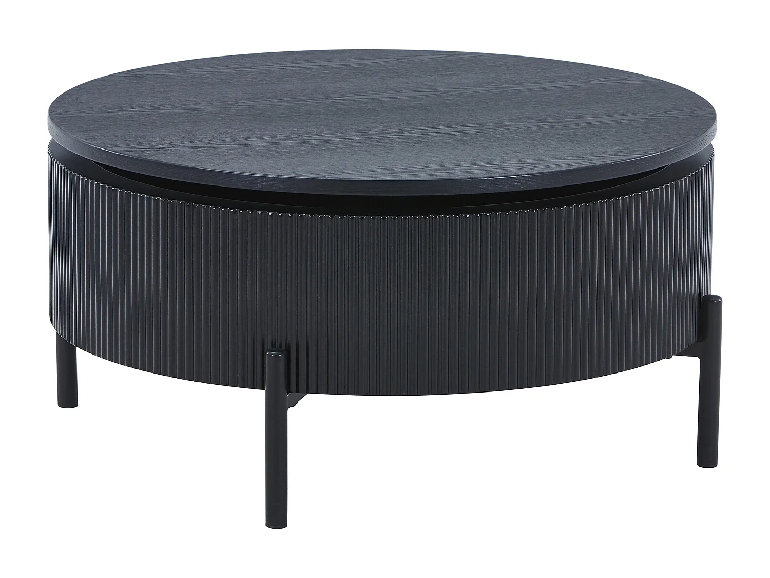 Table basse avec plateau pivotant placage frêne - Noir - NORVANE