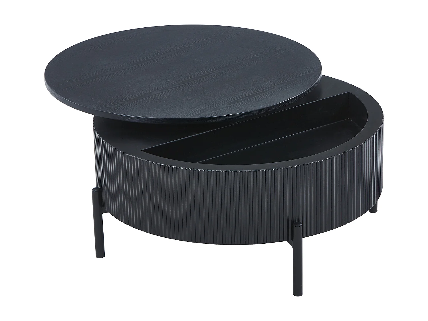 Table basse avec plateau pivotant placage frêne - Noir - NORVANE