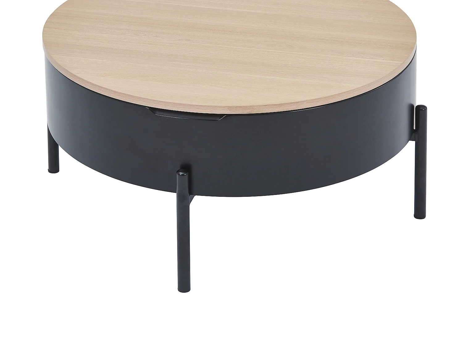 Table basse avec plateau relevable en MDF et métal  - Noir et naturel - NIMORA