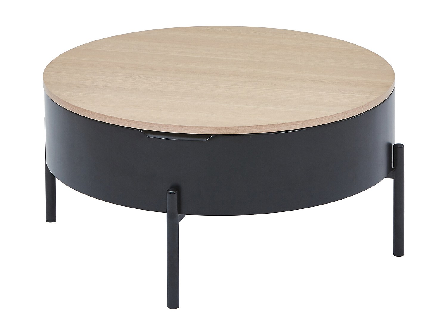 Couchtisch mit hochklappbarer Tischplatte - MDF & Metall - Schwarz & Natur günstig online kaufen