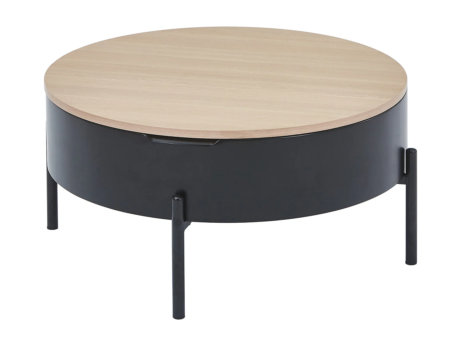 Soffbord med höjbart ovandel i MDF och metall - Svart och naturlig - NIMORA