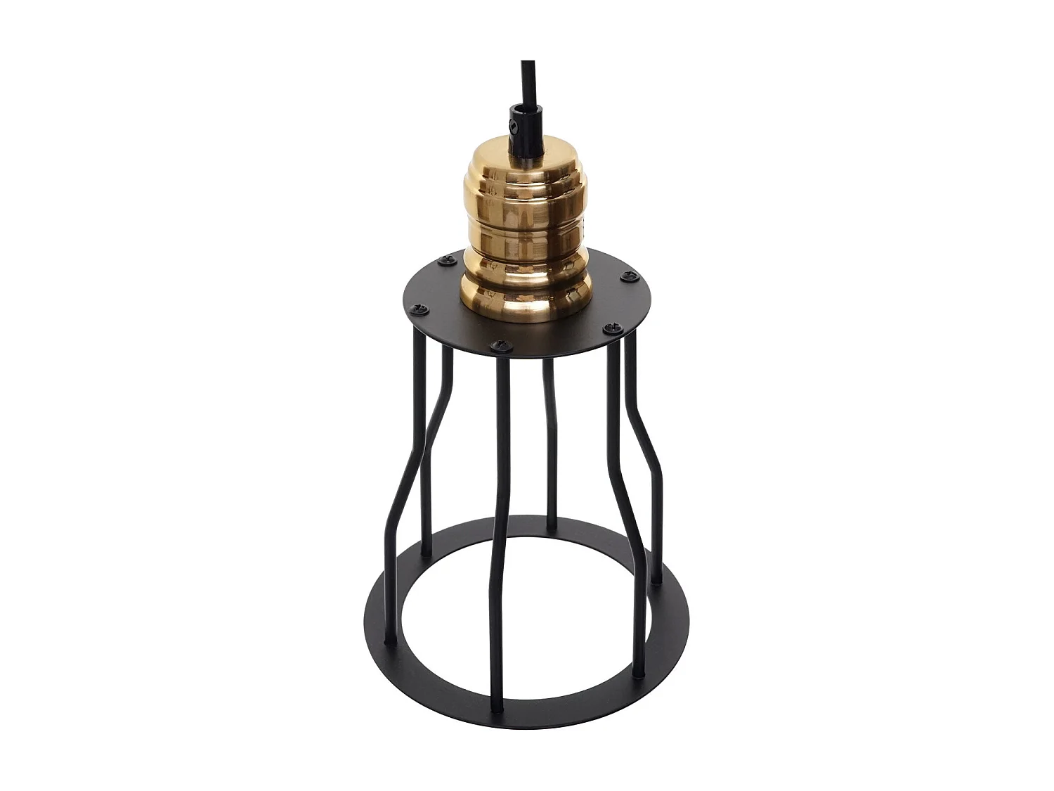 Suspension lampe suspendue lustre hauteur réglable en métal style industriel noir 7x abat-jour cage 04_0004043