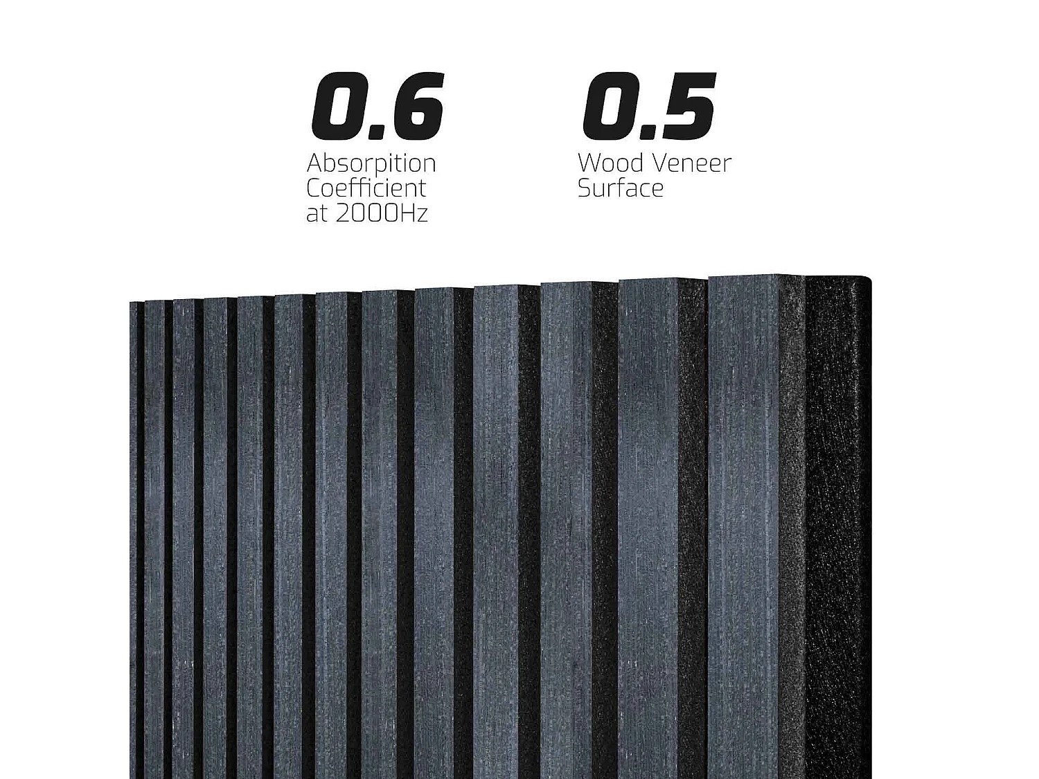 Mozart - Lot de 2 panneaux acoustiques à lattes en bois 235x60 cm, noir