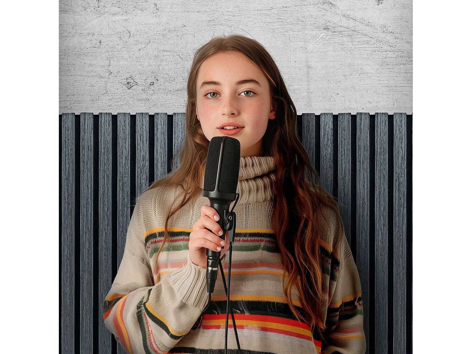 Mozart - Lot de 2 panneaux acoustiques à lattes en bois 235x60 cm, noir